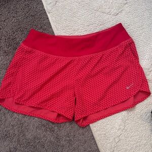 Nike Women's Red/Rose Athletic Running Shorts with Geometric Print